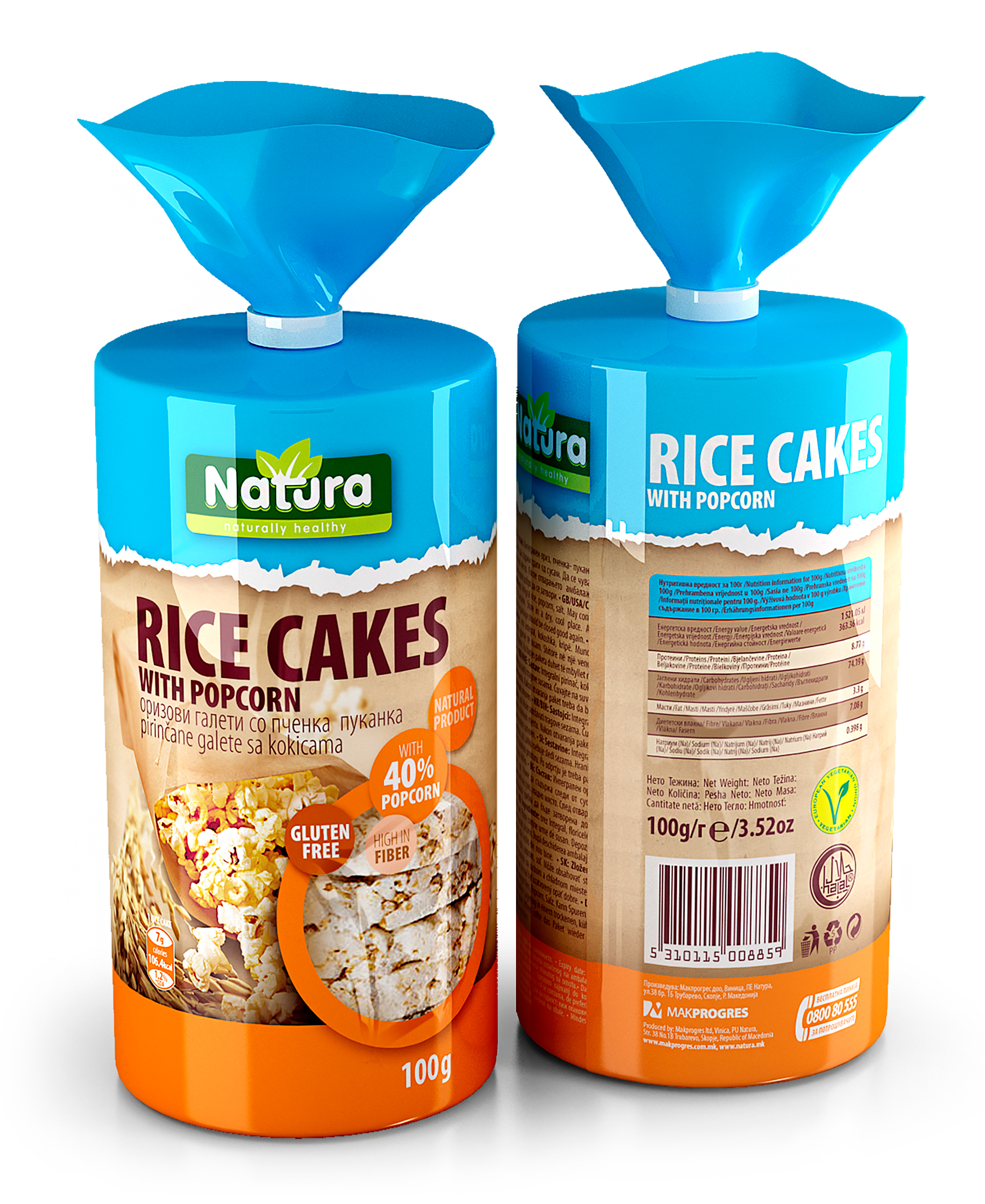 Rice cakes with popcorn