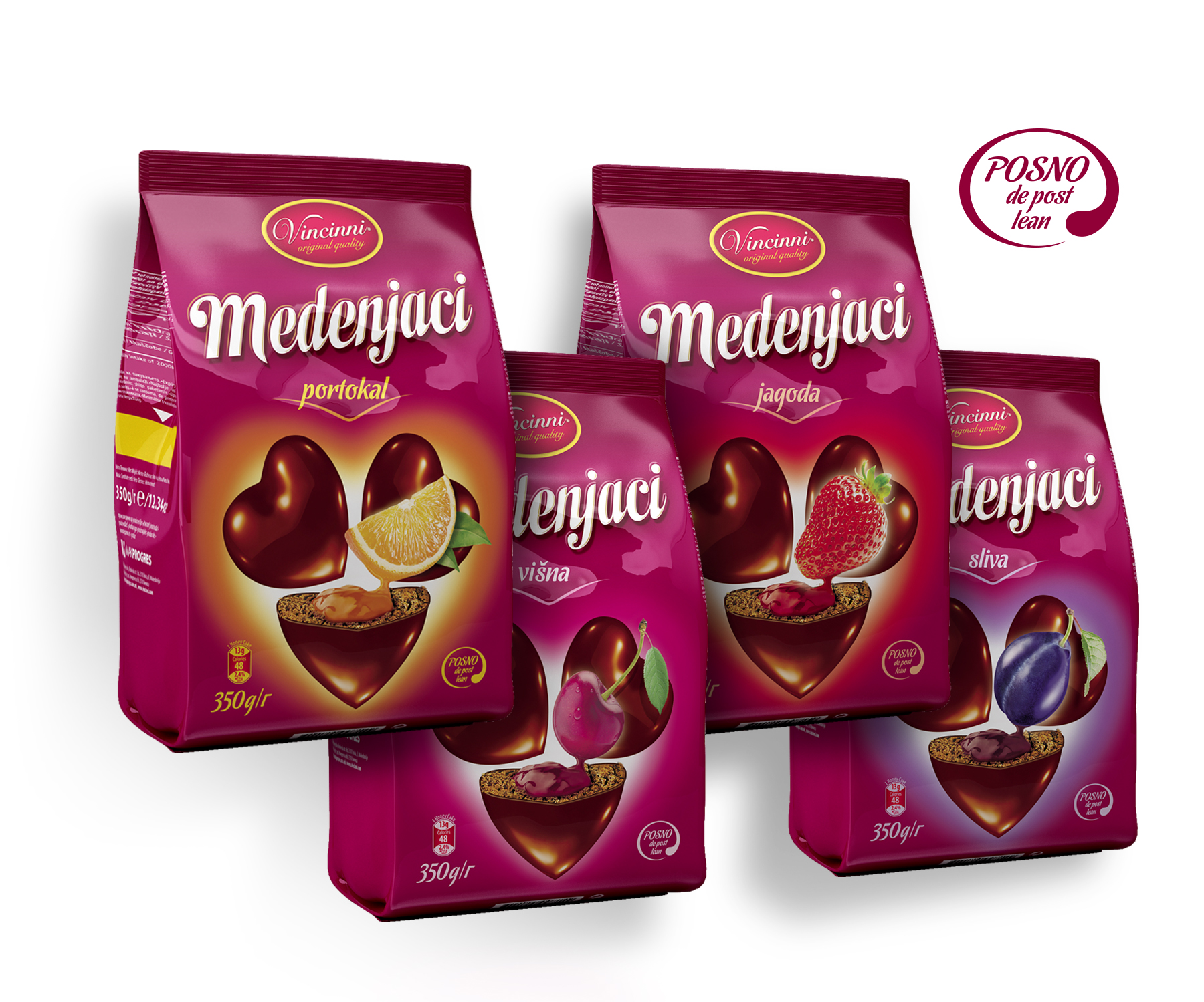 Меденки Vincinni. Портокал. Вишна. Ягода. Слива